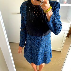 Antik Batik Dress - size small - cobalt blue